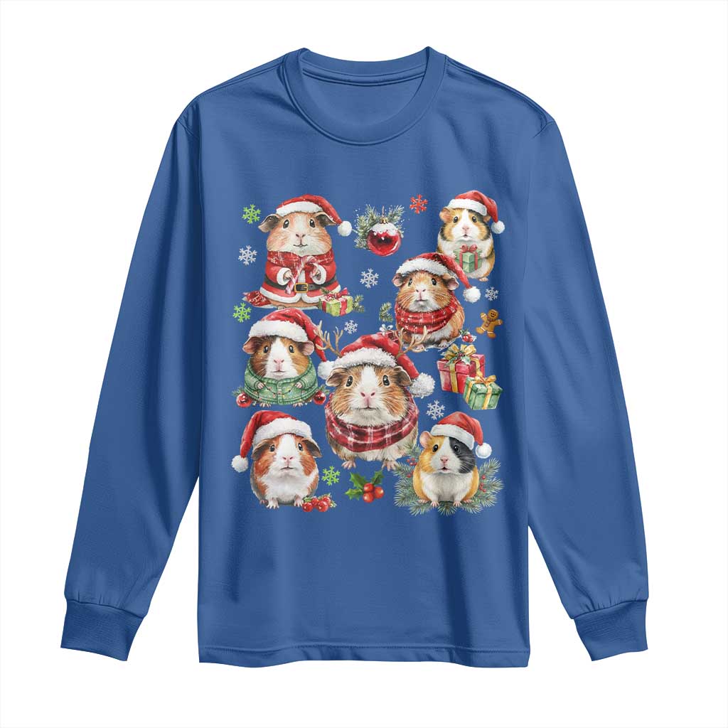 Funny Santa Cavy Squad Long Sleeve Shirt Christmas Guinea Pig Gift TS12 Royal Blue Print Your Wear