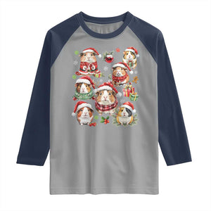 Funny Santa Cavy Squad Raglan Shirt Christmas Guinea Pig Gift TS12 Sport Gray Navy Print Your Wear