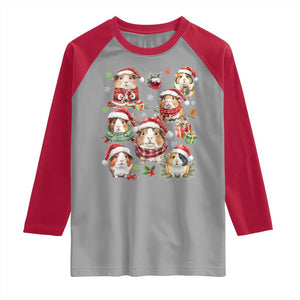 Funny Santa Cavy Squad Raglan Shirt Christmas Guinea Pig Gift TS12 Sport Gray Red Print Your Wear