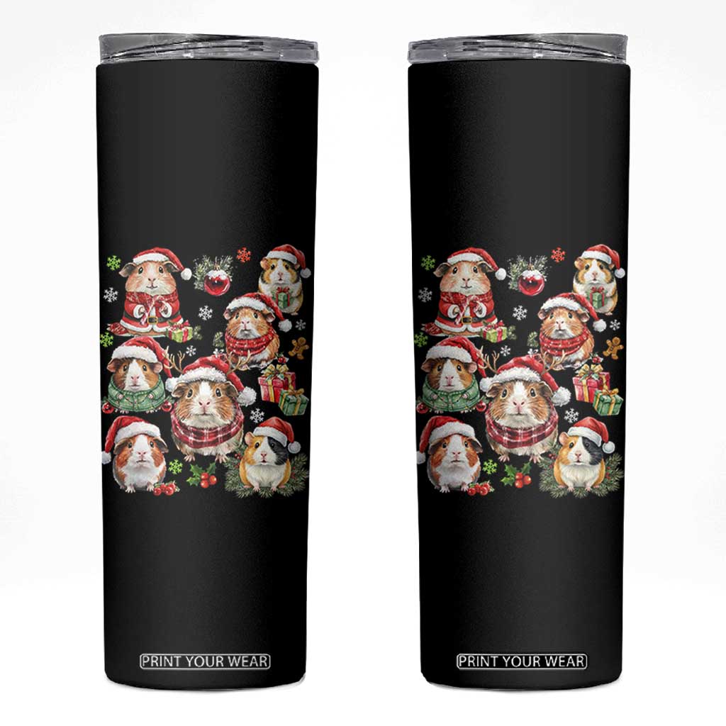 Funny Santa Cavy Squad Skinny Tumbler Christmas Guinea Pig Gift TS12 Black Print Your Wear