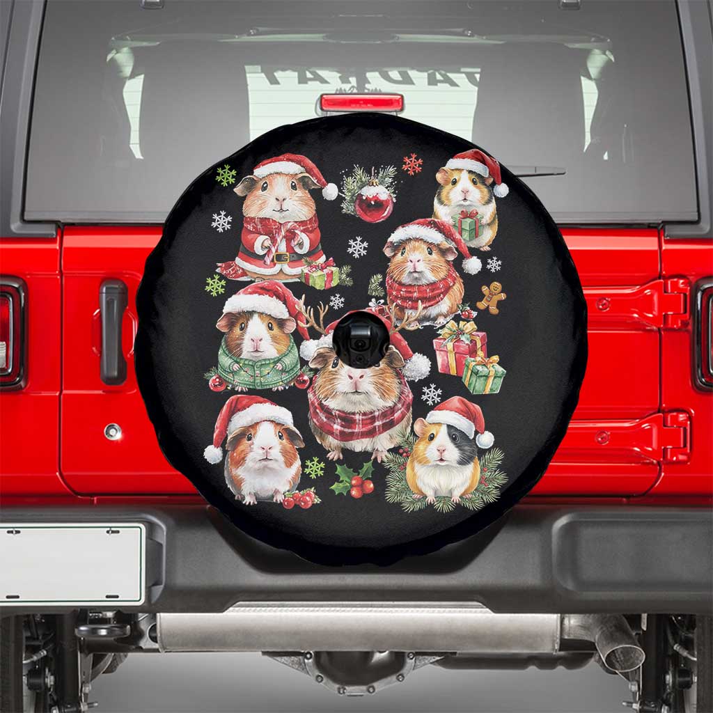 Funny Santa Cavy Squad Spare Tire Cover Christmas Guinea Pig Gift TS12 Black Print Your Wear