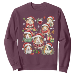 Funny Santa Cavy Squad Sweatshirt Christmas Guinea Pig Gift TS12 Maroon Print Your Wear
