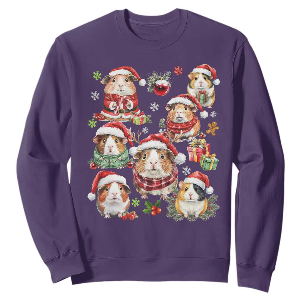 Funny Santa Cavy Squad Sweatshirt Christmas Guinea Pig Gift TS12 Purple Print Your Wear