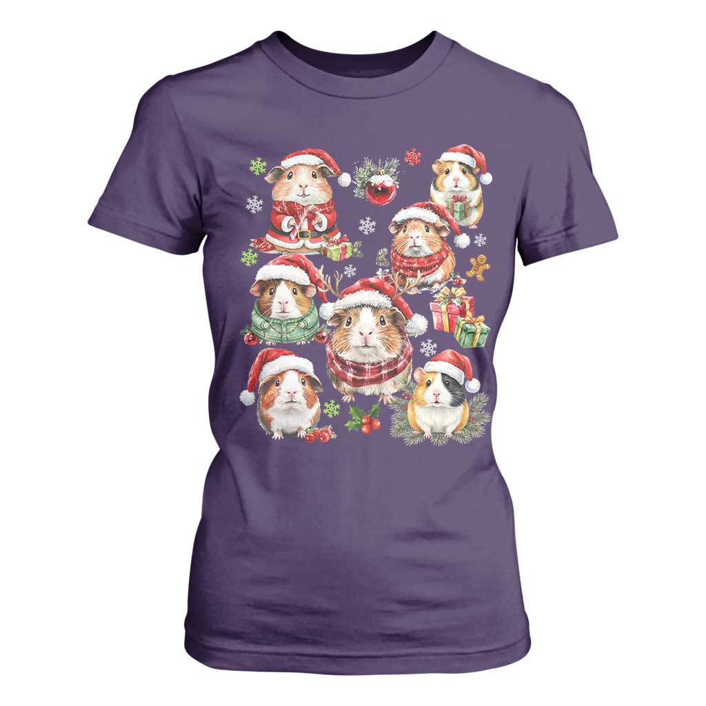 Funny Santa Cavy Squad T Shirt For Women Christmas Guinea Pig Gift TS12 Purple Print Your Wear