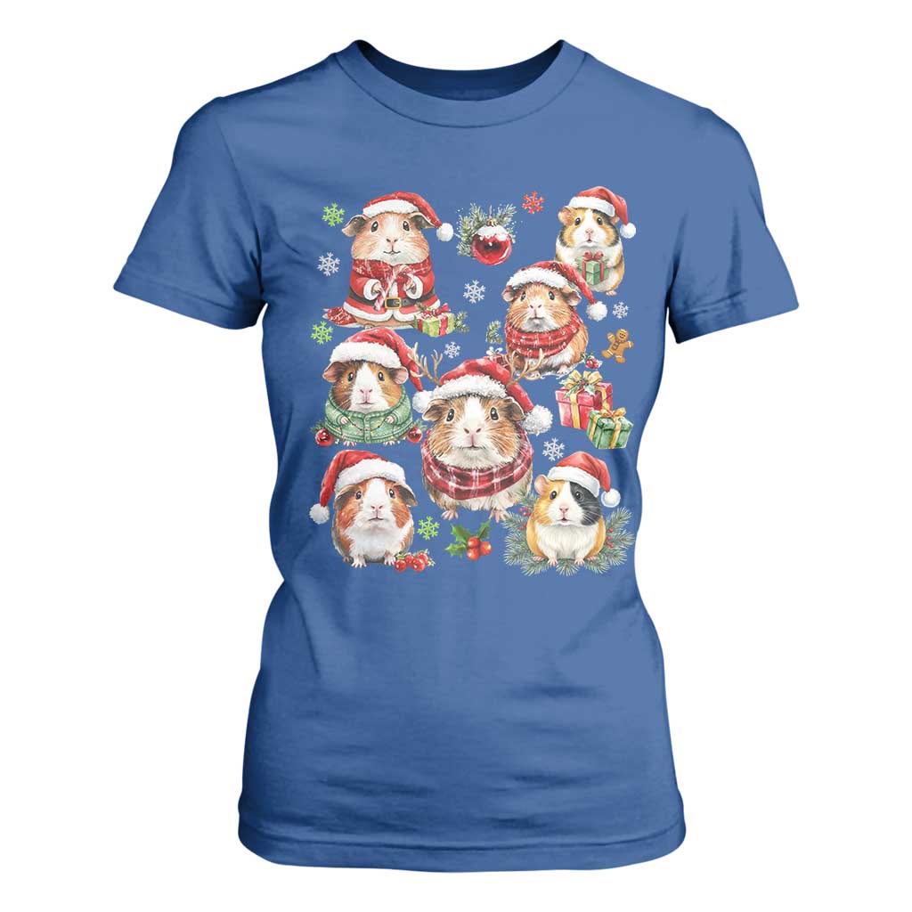 Funny Santa Cavy Squad T Shirt For Women Christmas Guinea Pig Gift TS12 Royal Blue Print Your Wear