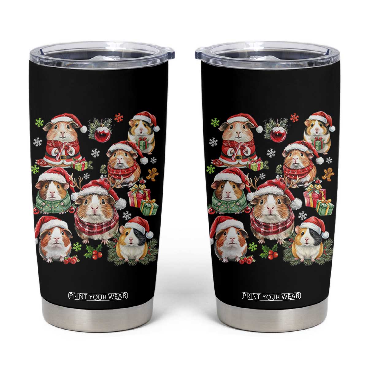 Funny Santa Cavy Squad Tumbler Cup Christmas Guinea Pig Gift TS12 Black Print Your Wear