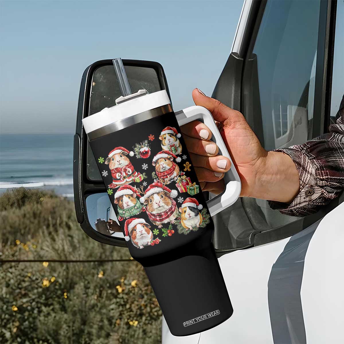 Funny Santa Cavy Squad Tumbler With Handle Christmas Guinea Pig Gift TS12 Print Your Wear