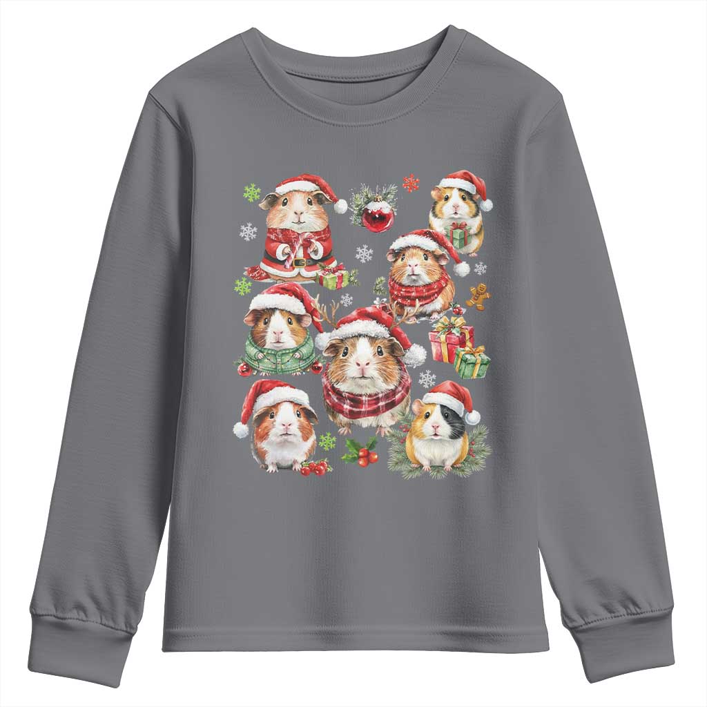 Funny Santa Cavy Squad Youth Sweatshirt Christmas Guinea Pig Gift TS12 Charcoal Print Your Wear