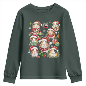 Funny Santa Cavy Squad Youth Sweatshirt Christmas Guinea Pig Gift TS12 Dark Forest Green Print Your Wear
