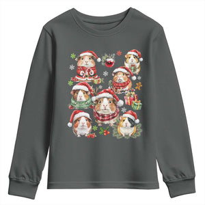 Funny Santa Cavy Squad Youth Sweatshirt Christmas Guinea Pig Gift TS12 Dark Heather Print Your Wear