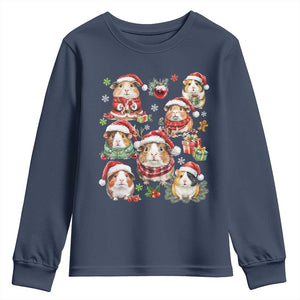 Funny Santa Cavy Squad Youth Sweatshirt Christmas Guinea Pig Gift TS12 Navy Print Your Wear