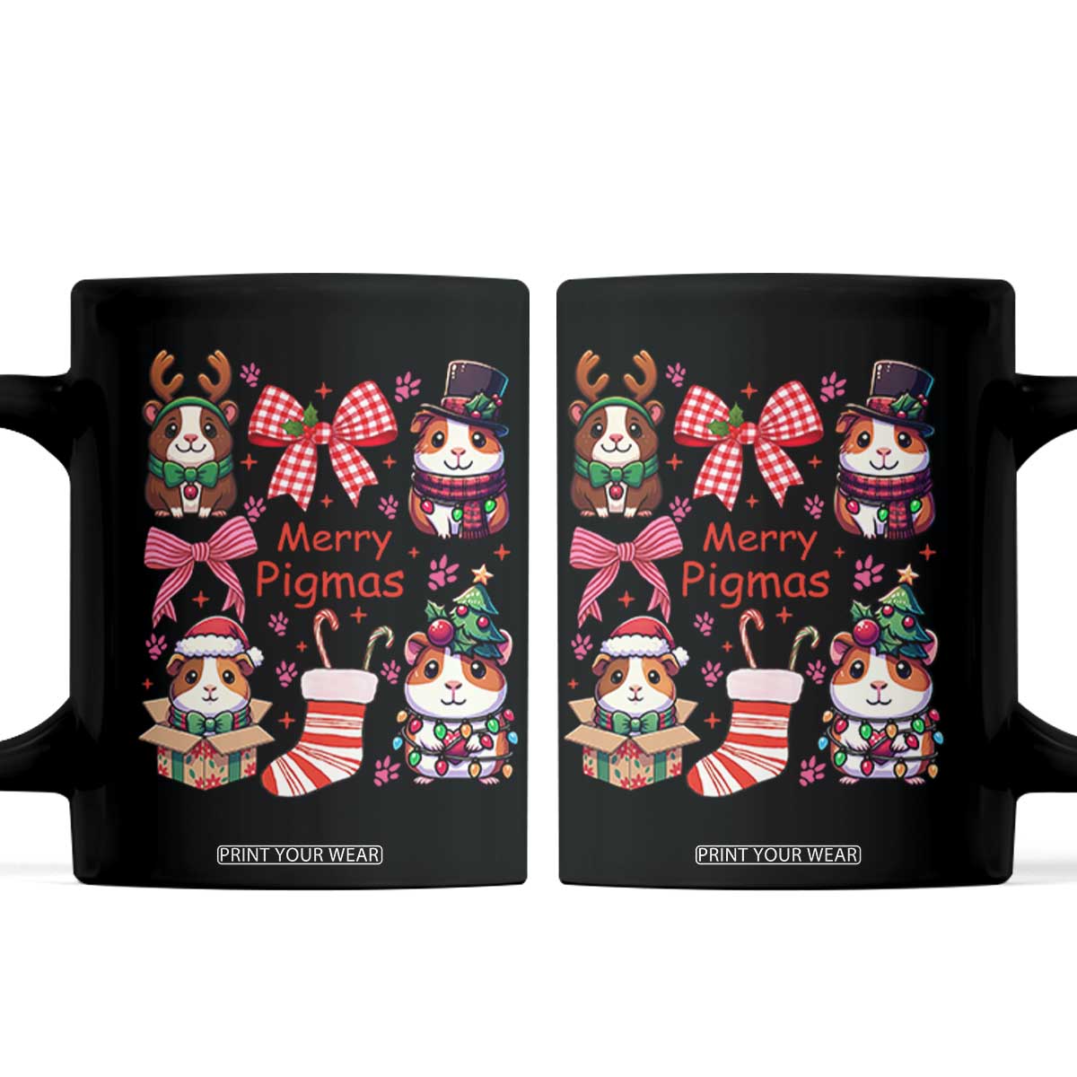 Merry Pigmas Coffee Mug Funny Guinea Pig Cavy Lover Holiday Gift TS12 Black Print Your Wear