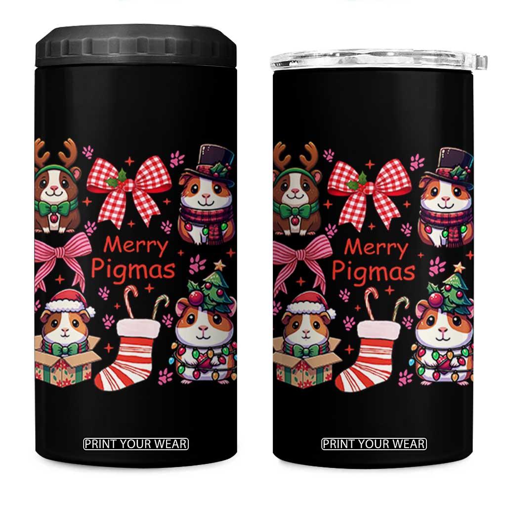 Merry Pigmas 4 in 1 Can Cooler Tumbler Funny Guinea Pig Cavy Lover Holiday Gift TS12 One Size: 16 oz Black Print Your Wear