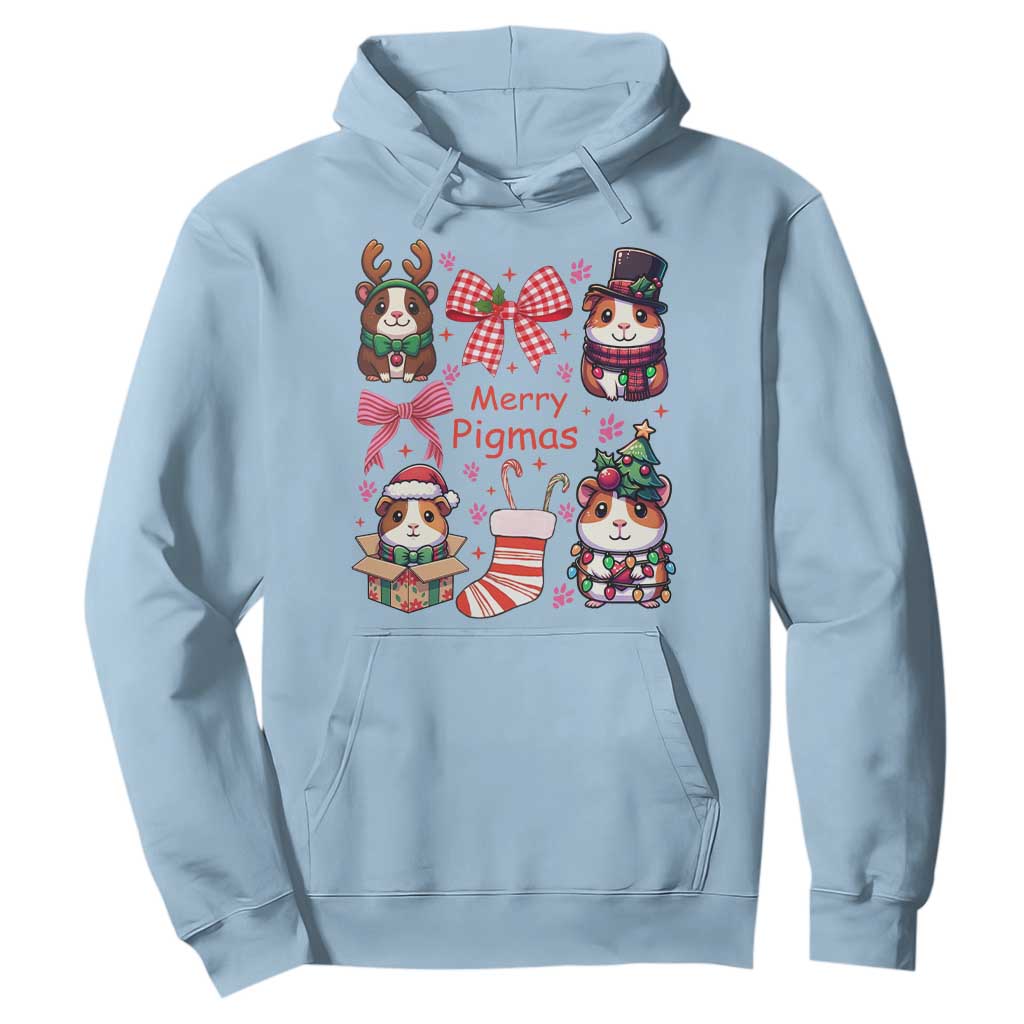 Merry Pigmas Hoodie Funny Guinea Pig Cavy Lover Holiday Gift TS12 Light Blue Print Your Wear