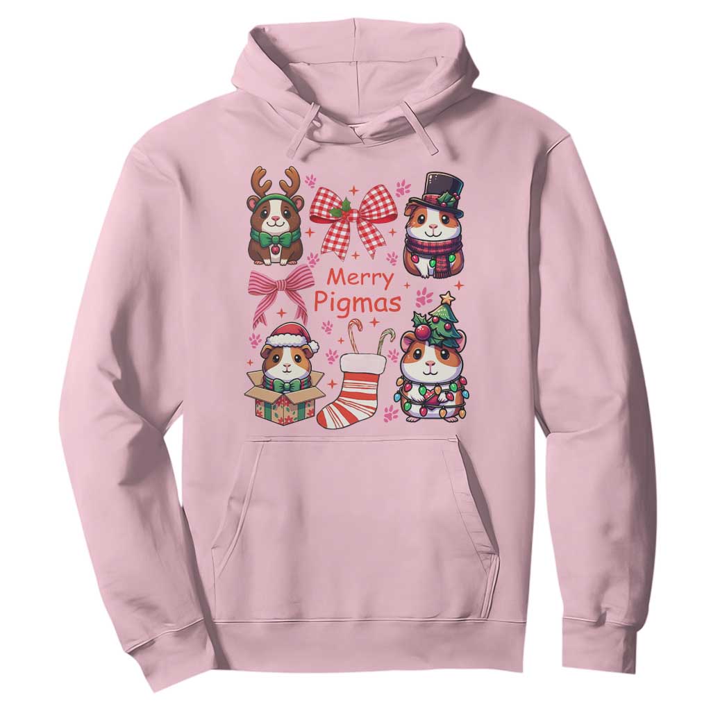 Merry Pigmas Hoodie Funny Guinea Pig Cavy Lover Holiday Gift TS12 Light Pink Print Your Wear