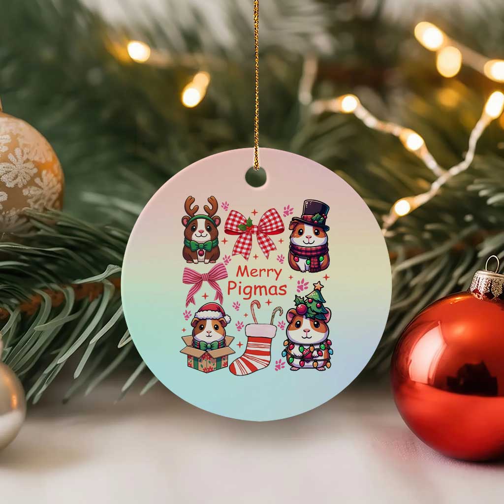 Merry Pigmas Ceramic Ornament Funny Guinea Pig Cavy Lover Holiday Gift TS12 1pc Pastel Print Your Wear
