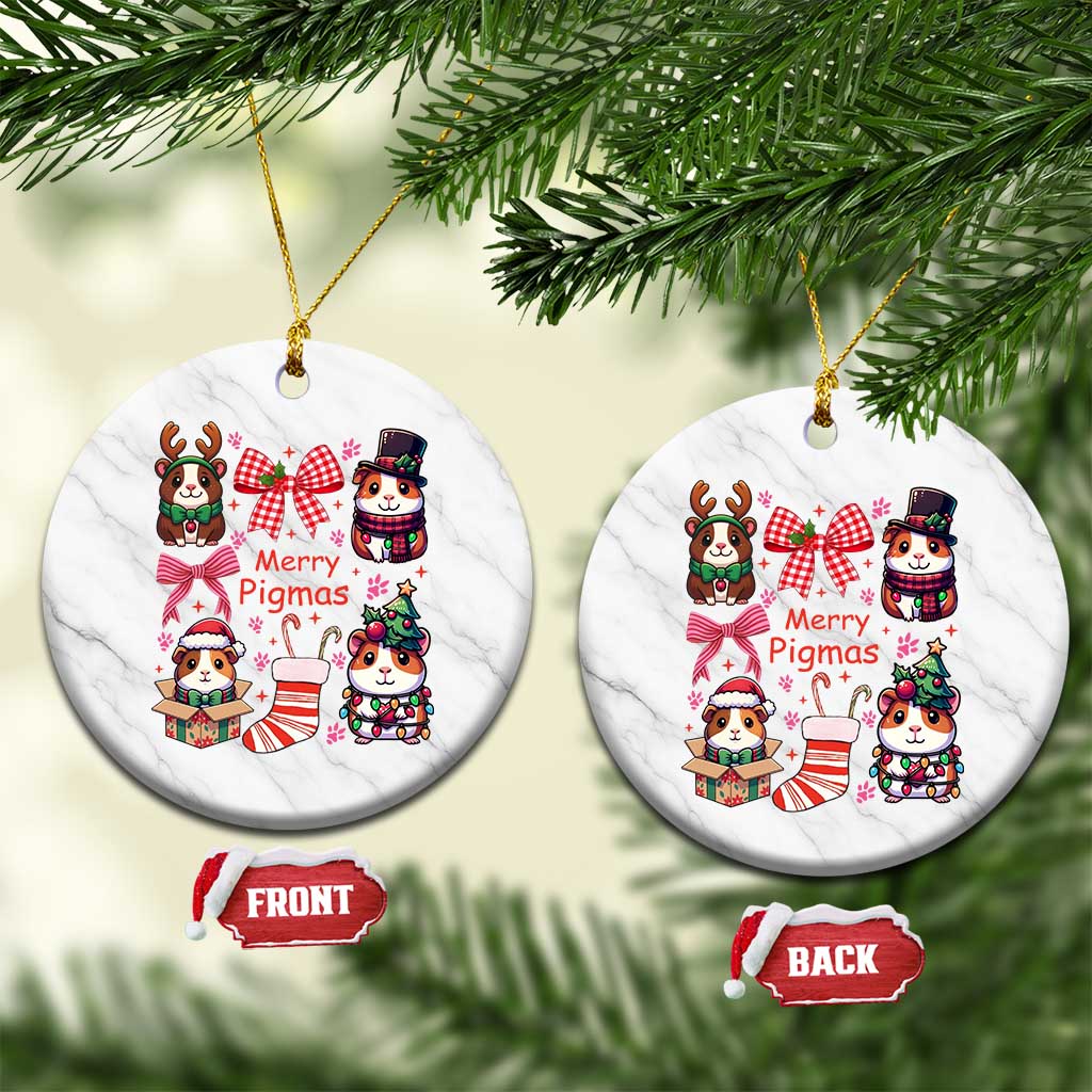 Merry Pigmas Ceramic Ornament Funny Guinea Pig Cavy Lover Holiday Gift TS12 1pc White Marble Print Your Wear
