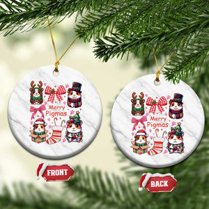 Merry Pigmas Ceramic Ornament Funny Guinea Pig Cavy Lover Holiday Gift TS12 1pc White Marble Print Your Wear