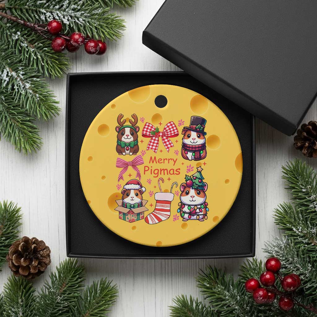 Merry Pigmas Ceramic Ornament Funny Guinea Pig Cavy Lover Holiday Gift TS12 1pc Yellow Cheese Print Your Wear