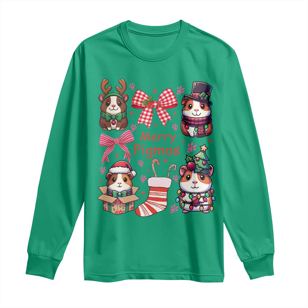 Merry Pigmas Long Sleeve Shirt Funny Guinea Pig Cavy Lover Holiday Gift TS12 Irish Green Print Your Wear