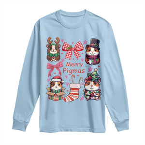 Merry Pigmas Long Sleeve Shirt Funny Guinea Pig Cavy Lover Holiday Gift TS12 Light Blue Print Your Wear