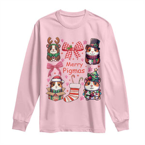Merry Pigmas Long Sleeve Shirt Funny Guinea Pig Cavy Lover Holiday Gift TS12 Light Pink Print Your Wear
