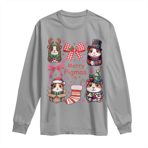 Merry Pigmas Long Sleeve Shirt Funny Guinea Pig Cavy Lover Holiday Gift TS12 Sport Gray Print Your Wear