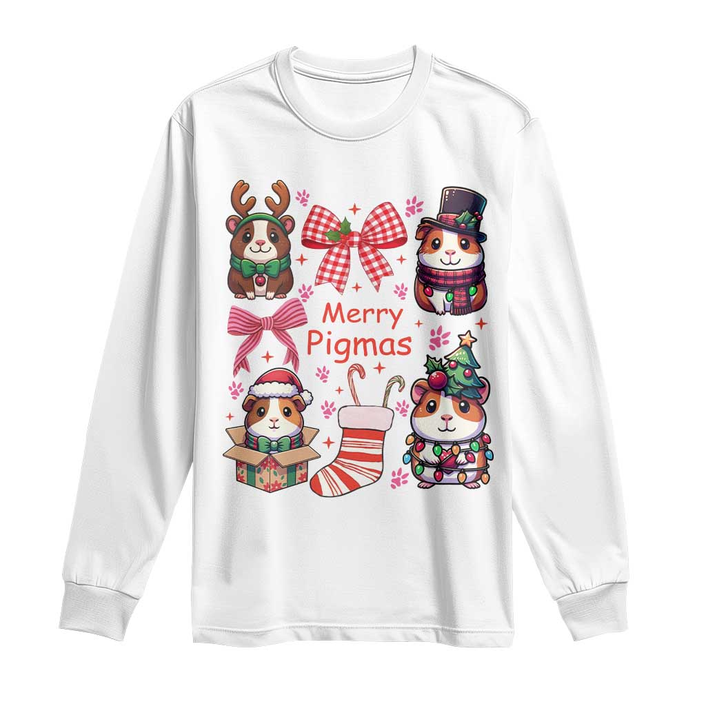 Merry Pigmas Long Sleeve Shirt Funny Guinea Pig Cavy Lover Holiday Gift TS12 White Print Your Wear