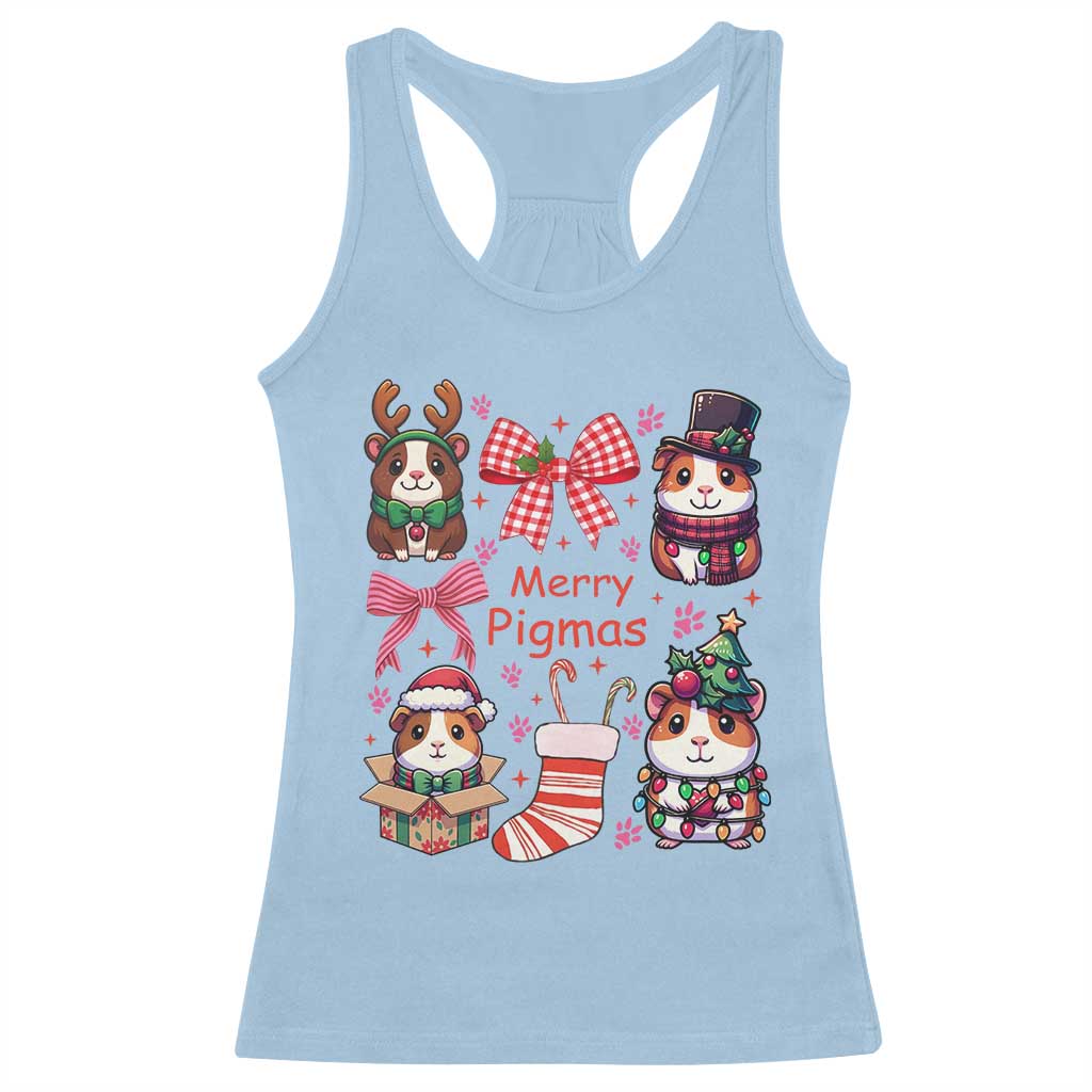 Merry Pigmas Racerback Tank Top Funny Guinea Pig Cavy Lover Holiday Gift TS12 Light Blue Print Your Wear