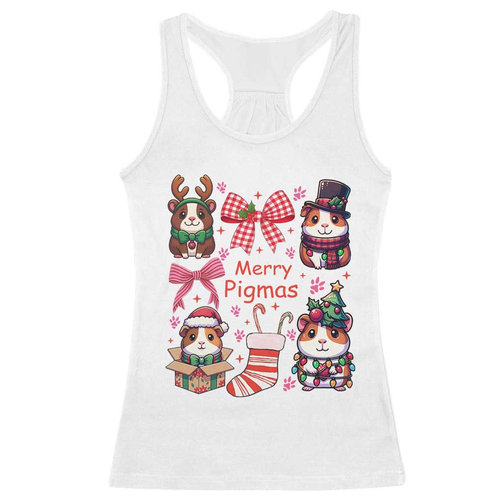 Merry Pigmas Racerback Tank Top Funny Guinea Pig Cavy Lover Holiday Gift TS12 White Print Your Wear