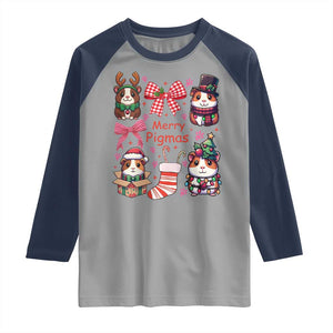 Merry Pigmas Raglan Shirt Funny Guinea Pig Cavy Lover Holiday Gift TS12 Sport Gray Navy Print Your Wear