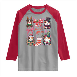 Merry Pigmas Raglan Shirt Funny Guinea Pig Cavy Lover Holiday Gift TS12 Sport Gray Red Print Your Wear