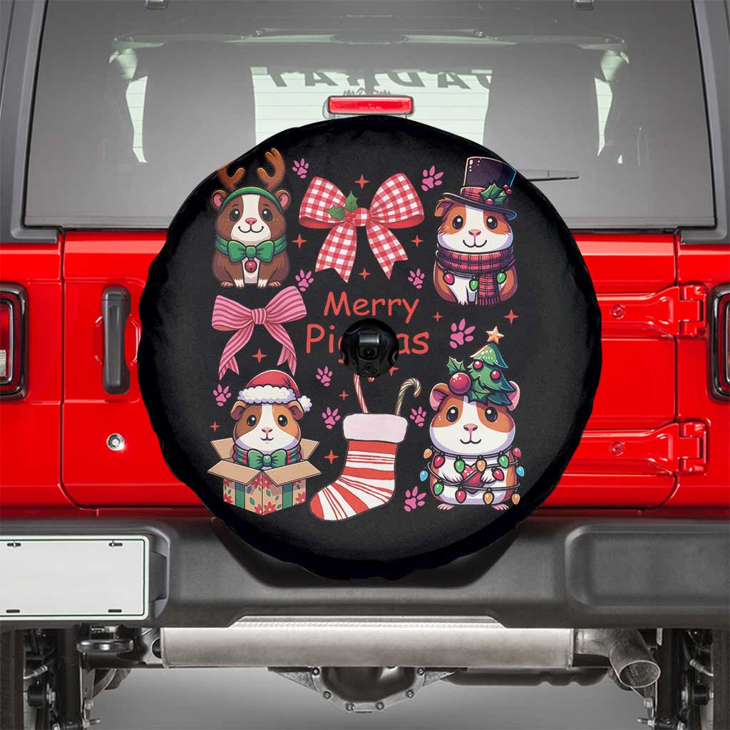 Merry Pigmas Spare Tire Cover Funny Guinea Pig Cavy Lover Holiday Gift TS12 Black Print Your Wear