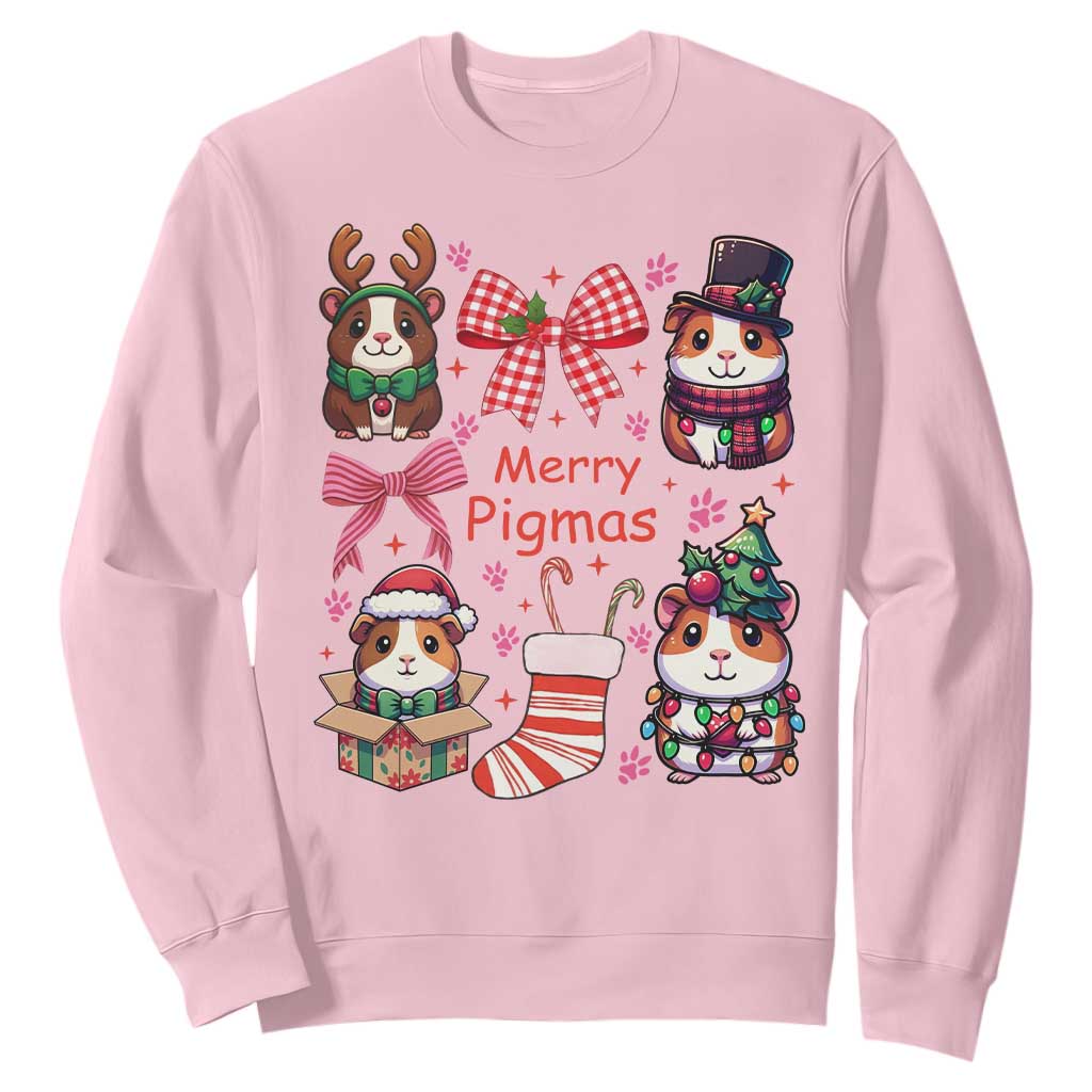 Merry Pigmas Sweatshirt Funny Guinea Pig Cavy Lover Holiday Gift TS12 Light Pink Print Your Wear