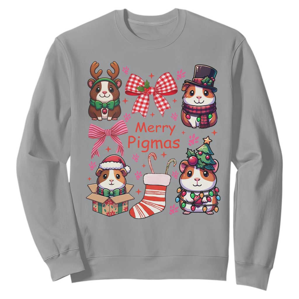Merry Pigmas Sweatshirt Funny Guinea Pig Cavy Lover Holiday Gift TS12 Sport Gray Print Your Wear