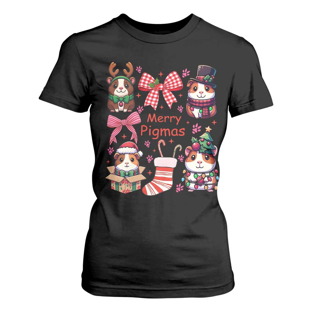 Merry Pigmas T Shirt For Women Funny Guinea Pig Cavy Lover Holiday Gift TS12 Black Print Your Wear