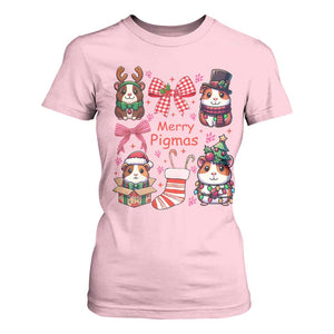 Merry Pigmas T Shirt For Women Funny Guinea Pig Cavy Lover Holiday Gift TS12 Light Pink Print Your Wear