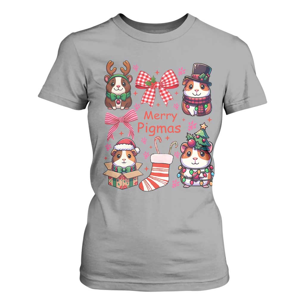 Merry Pigmas T Shirt For Women Funny Guinea Pig Cavy Lover Holiday Gift TS12 Sport Gray Print Your Wear