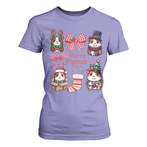 Merry Pigmas T Shirt For Women Funny Guinea Pig Cavy Lover Holiday Gift TS12 Violet Print Your Wear
