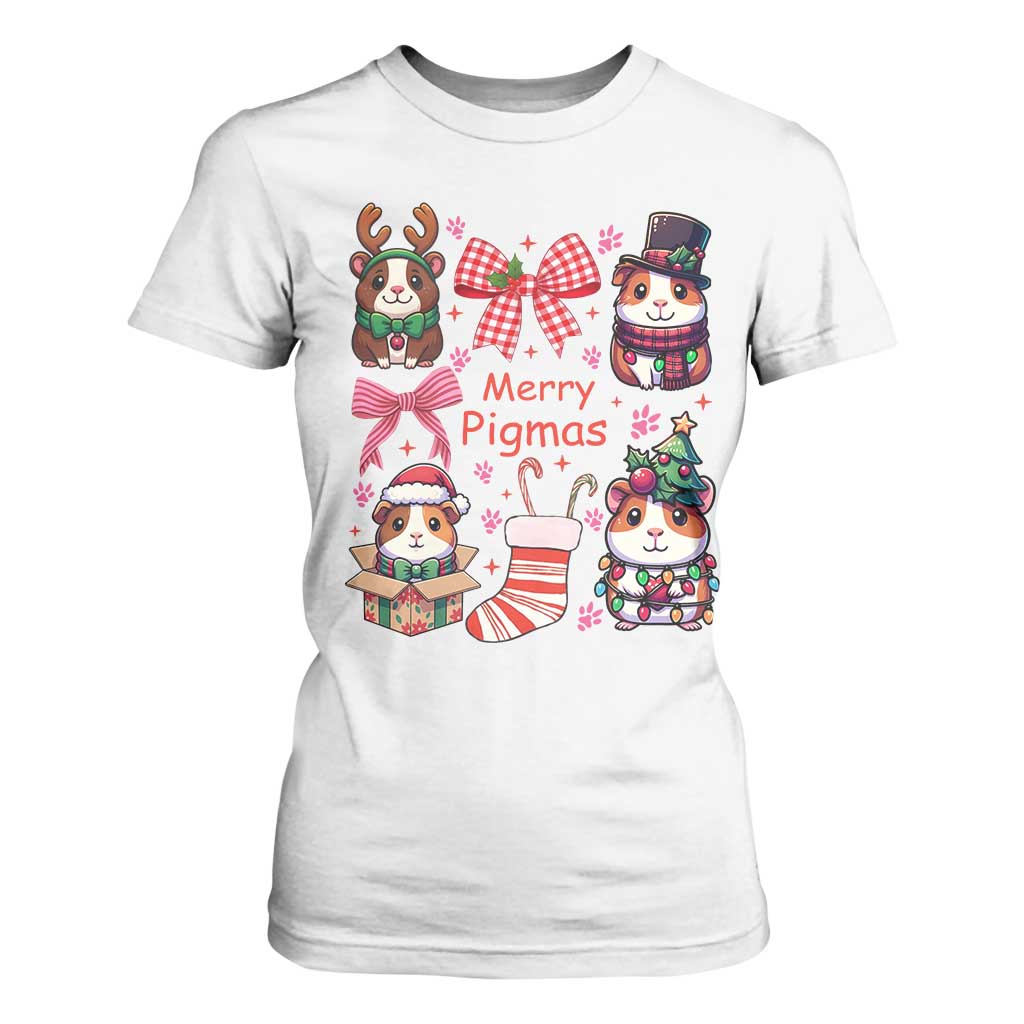 Merry Pigmas T Shirt For Women Funny Guinea Pig Cavy Lover Holiday Gift TS12 White Print Your Wear