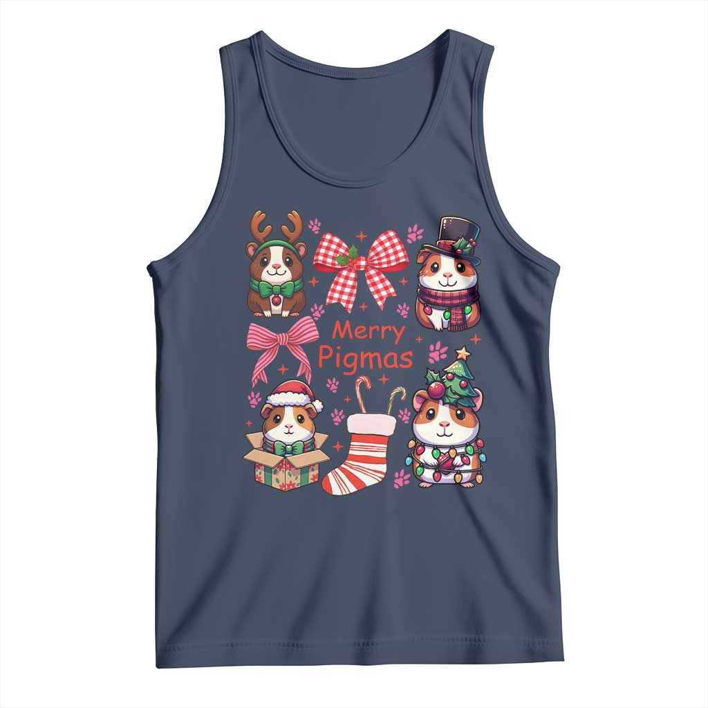 Merry Pigmas Tank Top Funny Guinea Pig Cavy Lover Holiday Gift TS12 Navy Print Your Wear