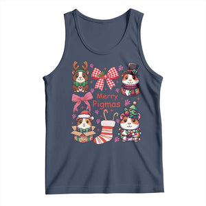 Merry Pigmas Tank Top Funny Guinea Pig Cavy Lover Holiday Gift TS12 Navy Print Your Wear