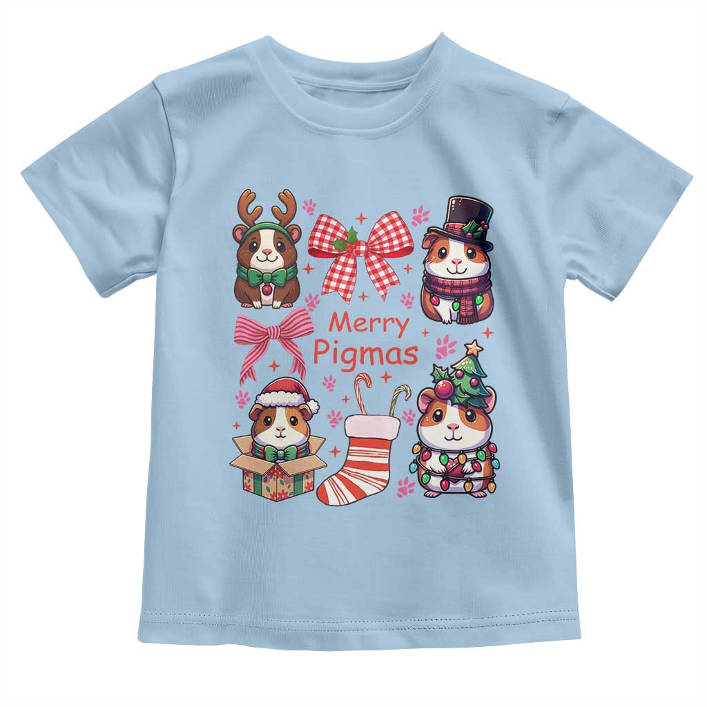 Merry Pigmas Toddler T Shirt Funny Guinea Pig Cavy Lover Holiday Gift TS12 Light Blue Print Your Wear