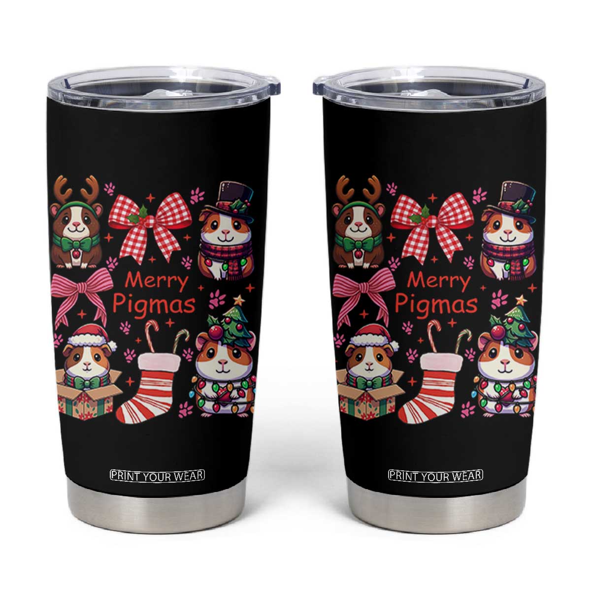 Merry Pigmas Tumbler Cup Funny Guinea Pig Cavy Lover Holiday Gift TS12 Black Print Your Wear