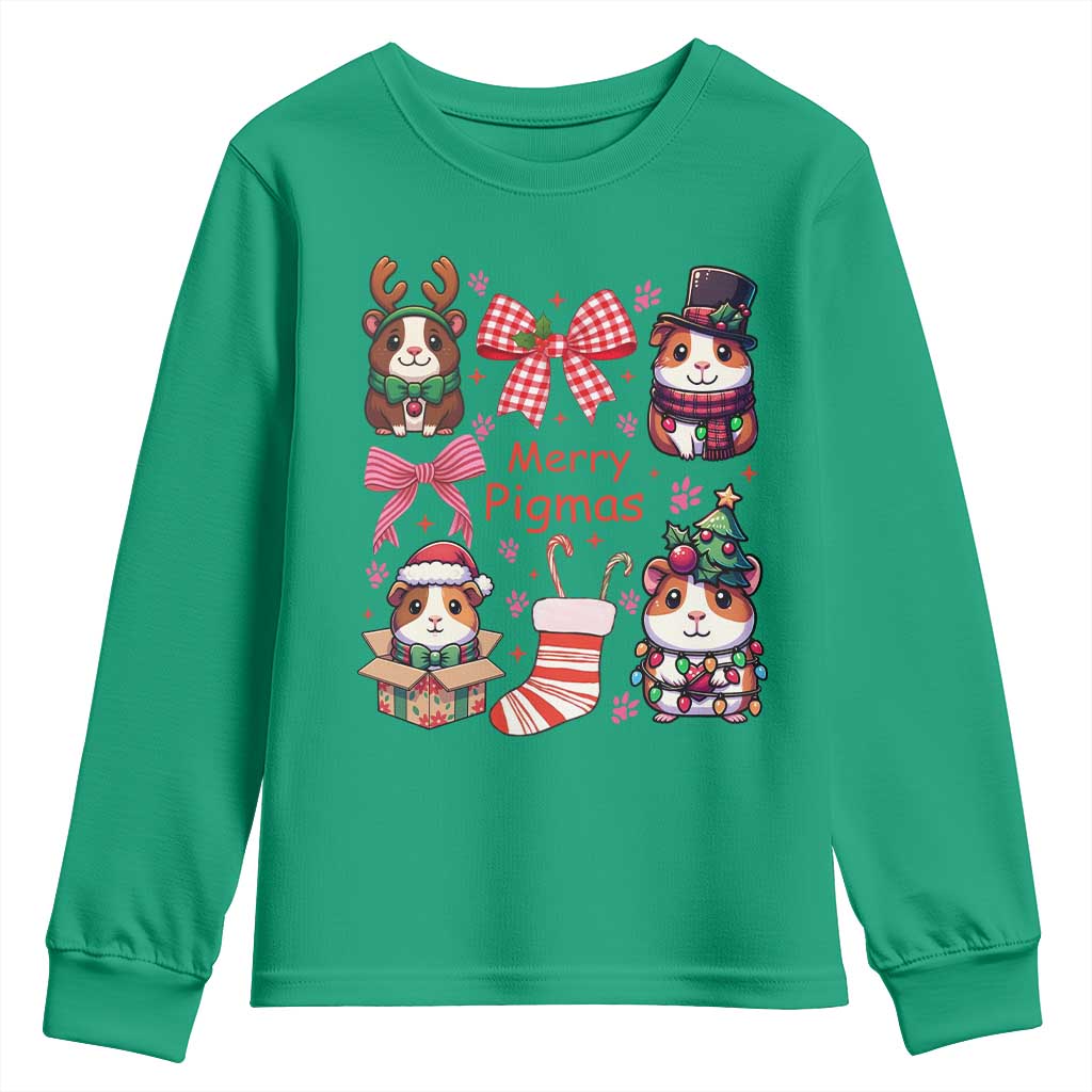 Merry Pigmas Youth Sweatshirt Funny Guinea Pig Cavy Lover Holiday Gift TS12 Irish Green Print Your Wear