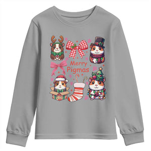 Merry Pigmas Youth Sweatshirt Funny Guinea Pig Cavy Lover Holiday Gift TS12 Sport Gray Print Your Wear
