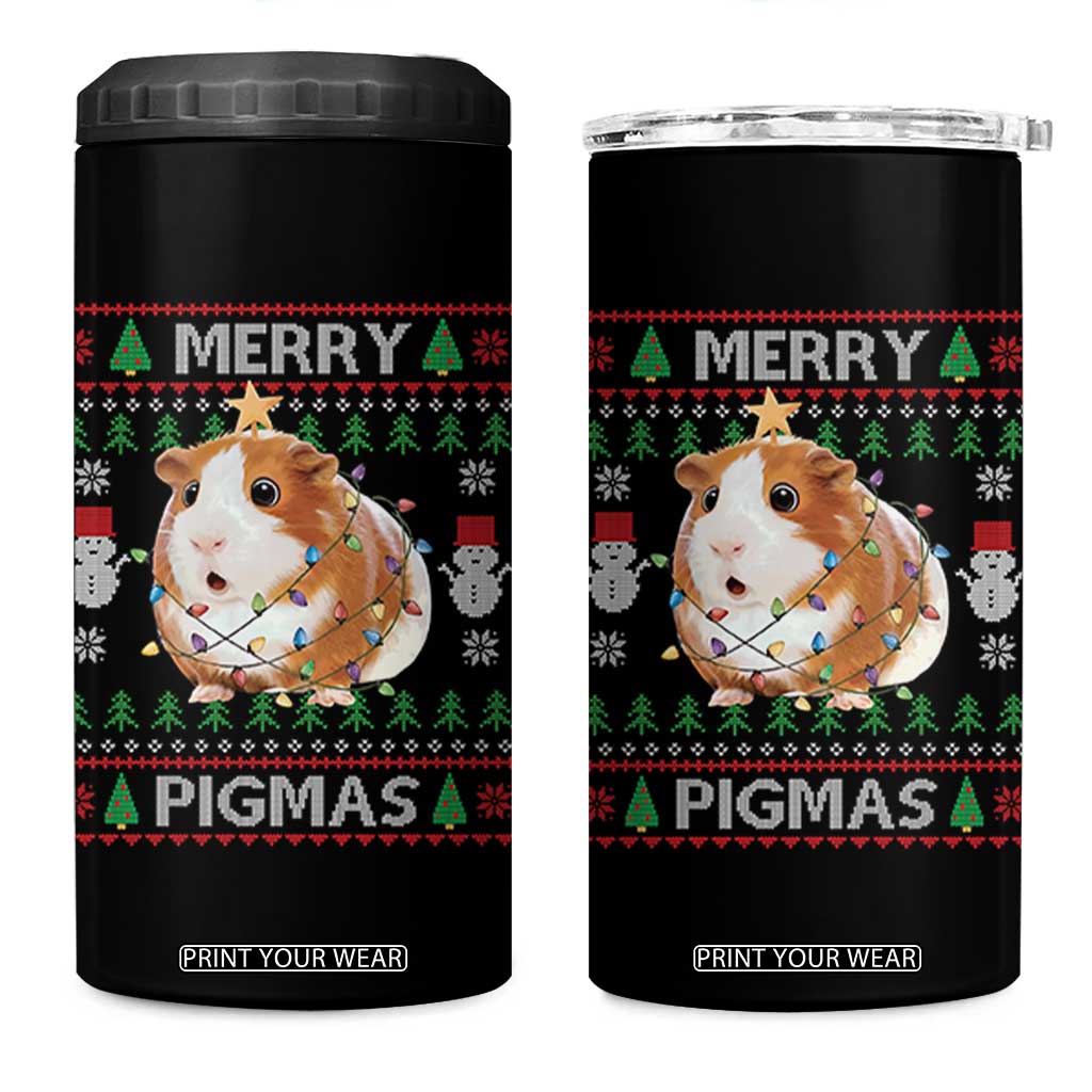 Merry Pigmas Ugly Christmas 4 in 1 Can Cooler Tumbler Guinea Pig Lover TS12 One Size: 16 oz Black Print Your Wear