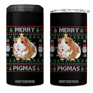 Merry Pigmas Ugly Christmas 4 in 1 Can Cooler Tumbler Guinea Pig Lover TS12 One Size: 16 oz Black Print Your Wear