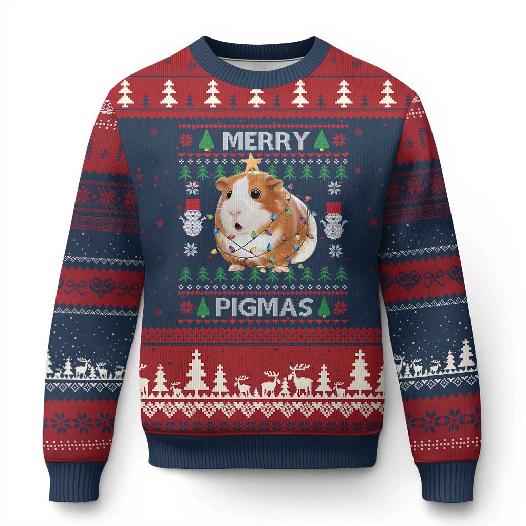 Merry Pigmas Ugly Xmas Ugly Christmas Sweater Guinea Pig Lover TS12 Navy Red Print Your Wear