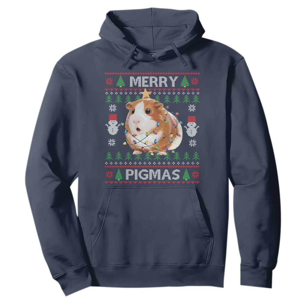 Merry Pigmas Ugly Christmas Hoodie Guinea Pig Lover TS12 Navy Print Your Wear
